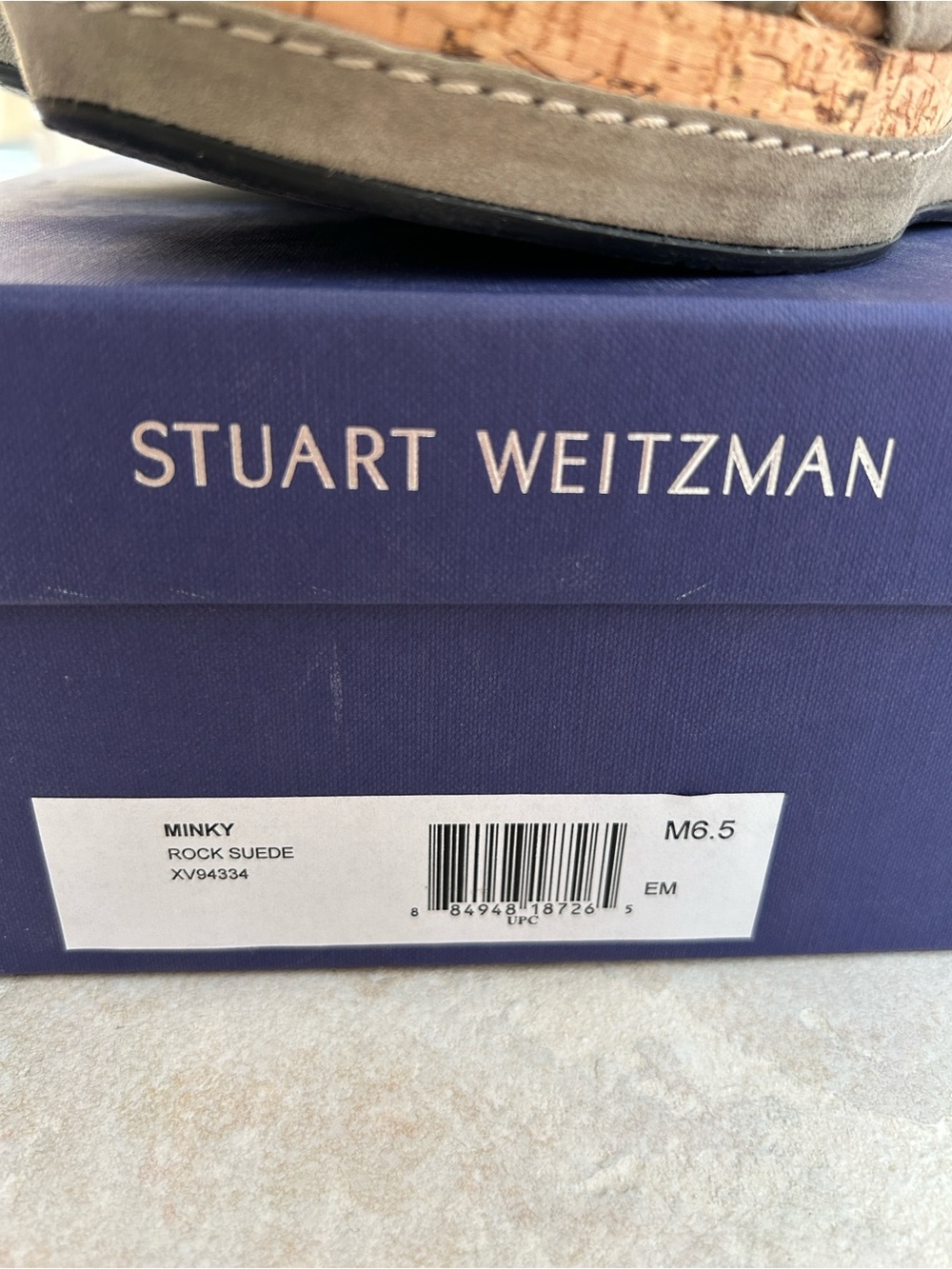Stuart Weitzman Minky Rock Suede Cork Wedge Sandals Size 6.5 - Picture 5 of 9